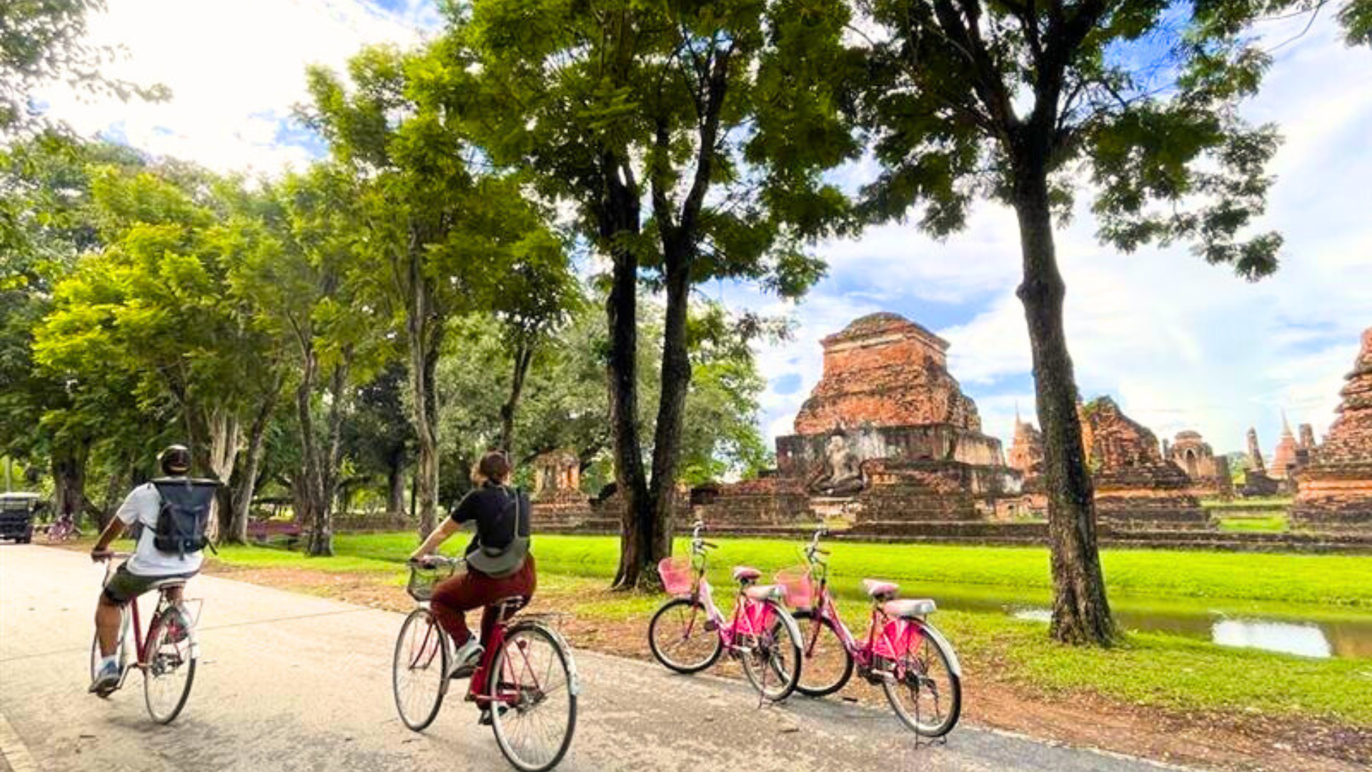 広大な遺跡群を自転車で巡りながら観光します。
