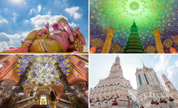 ＼春旅 特別価格／ 親子旅・大人旅におすすめ♪ ピンクガネーシャ+ワットパクナム+エラワンミュージアム＋ワットアルン＜1日 ／日本語ガイド ／ランチなし or 三大タイ料理の昼食選択可＞