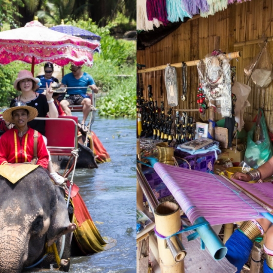 エレファントキャンプで楽しめる象乗り＆首長族の村