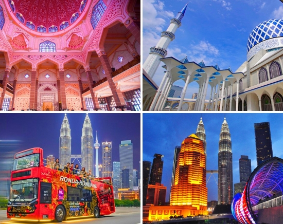 2大モスク観光！ブルーモスク＆ピンクモスク＋オープントップバス夜景ツアー＜午後半日／日本語ガイド／ツインタワー夜景＞