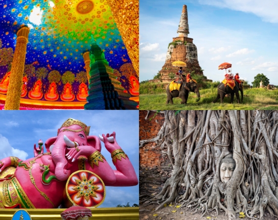 ＼春旅 特別価格／ 世界遺産アユタヤ+象乗り+フォトジェニックツアー  ピンクガネーシャ(ワットサマーン)+ワットパクナム＜日本語ガイド/1日/ランチなし or ランチ付きプランあり＞