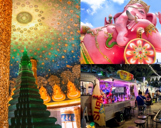 ＼春旅 特別価格／ 午後出発！バンコクのフォトジェニック巡り ピンクの巨大ガネーシャ + ワット・パクナム +ジョッドフェアーズ ラチャダーナイトマーケット＜日本語ガイド/午後半日＞