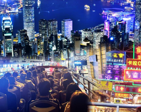 オープントップバスで夜の街を爽快ドライブ ＆ ビクトリアピークから100万ドルの夜景を満喫