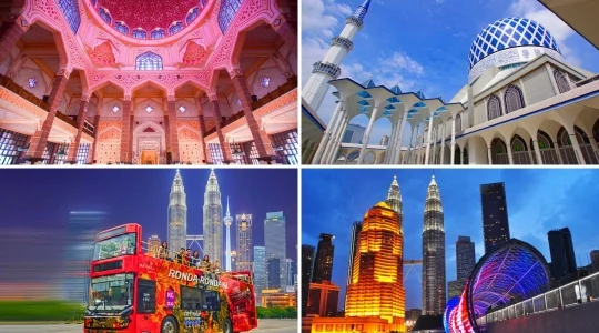 2大モスク観光！ブルーモスク＆ピンクモスク＋オープントップバス夜景ツアー