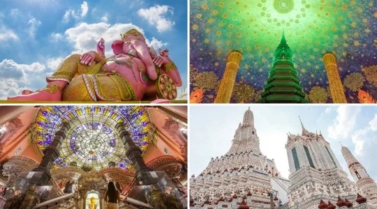 親子旅・大人旅におすすめ♪ ピンクガネーシャ+ワットパクナム+エラワンミュージアム＋ワットアルン