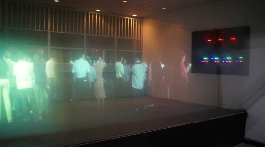 深セン博物館内にて開拓時代の人々の生活を映し出す3D映像