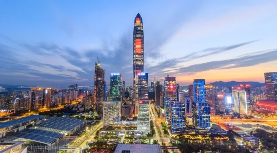 深セン 福田区 夕暮れ イメージ