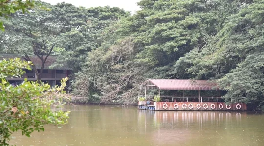 川を下る大型いかだ体験